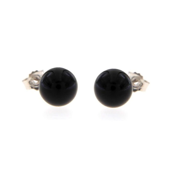 Orecchini in Argento 925 E Onice Nero 8 mm - immagine 2