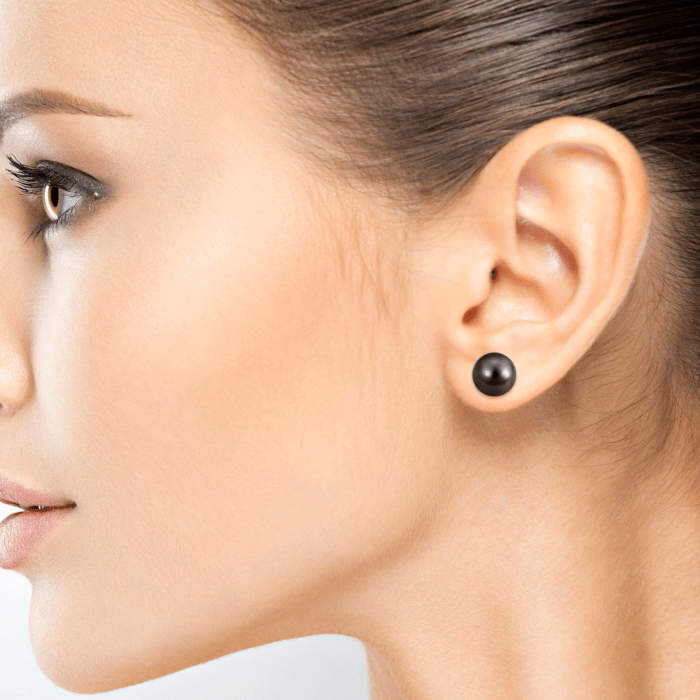 Orecchini in Argento 925 E Perle Nere 8 mm - immagine 2