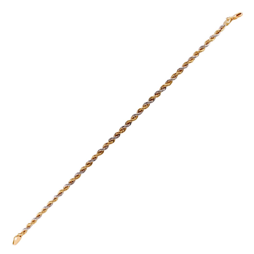Bracciale Maglia Corda Bicolore Oro Giallo e Bianco 18 kt 2,8 mm - immagine 4