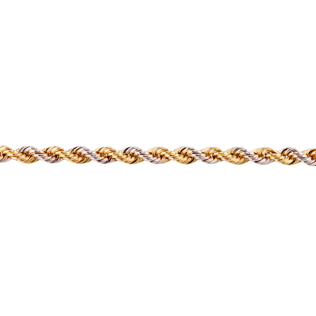 Bracciale Maglia Corda Bicolore Oro Giallo e Bianco 18 kt 2,8 mm - immagine 2